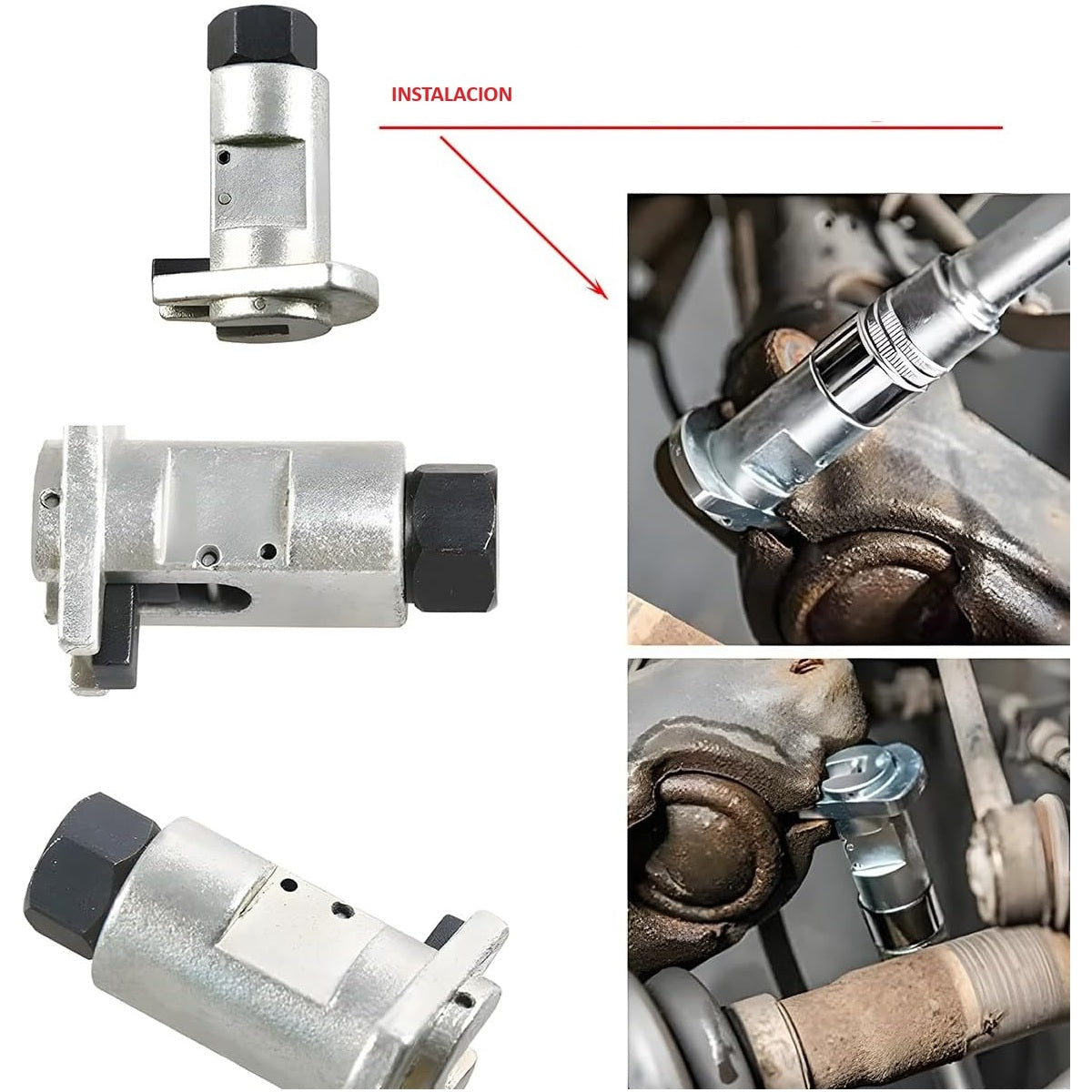 Manguito de extracción de amortiguadores de coche – Herramienta separadora de puntal de resorte - Herramienta Extracción Amortiguadores Hidráulicos Acero al carbono, Rango 5–11,4 mm, Hexagonal 17 mm