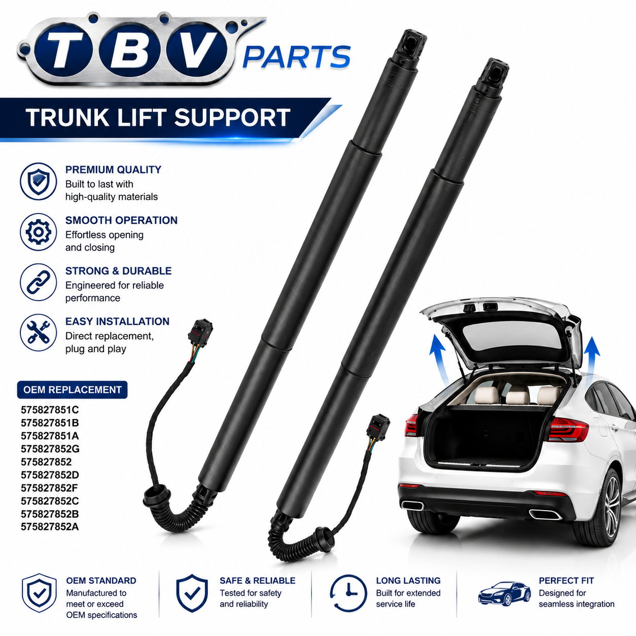 2X AMORTIGUADORES DE MALETERO ELÉCTRICO SEAT ATECA 2016-2020 575827852C, 575827852G, 575827852, 575827852D, 575827852F, 575827852C, 575827852G, 575827852, 575827852D, 575827852F