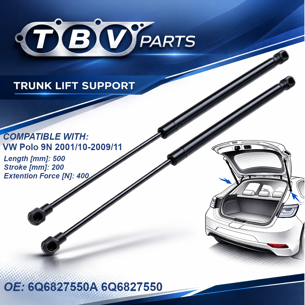 2X AMORTIGUADORES DE PRESIÓN DE GAS VW POLO IV HATCHBACK (9N) (2001-2012) PORTÓN TRASERO 6Q6827550, 6Q6827550A, 6Q6827550C