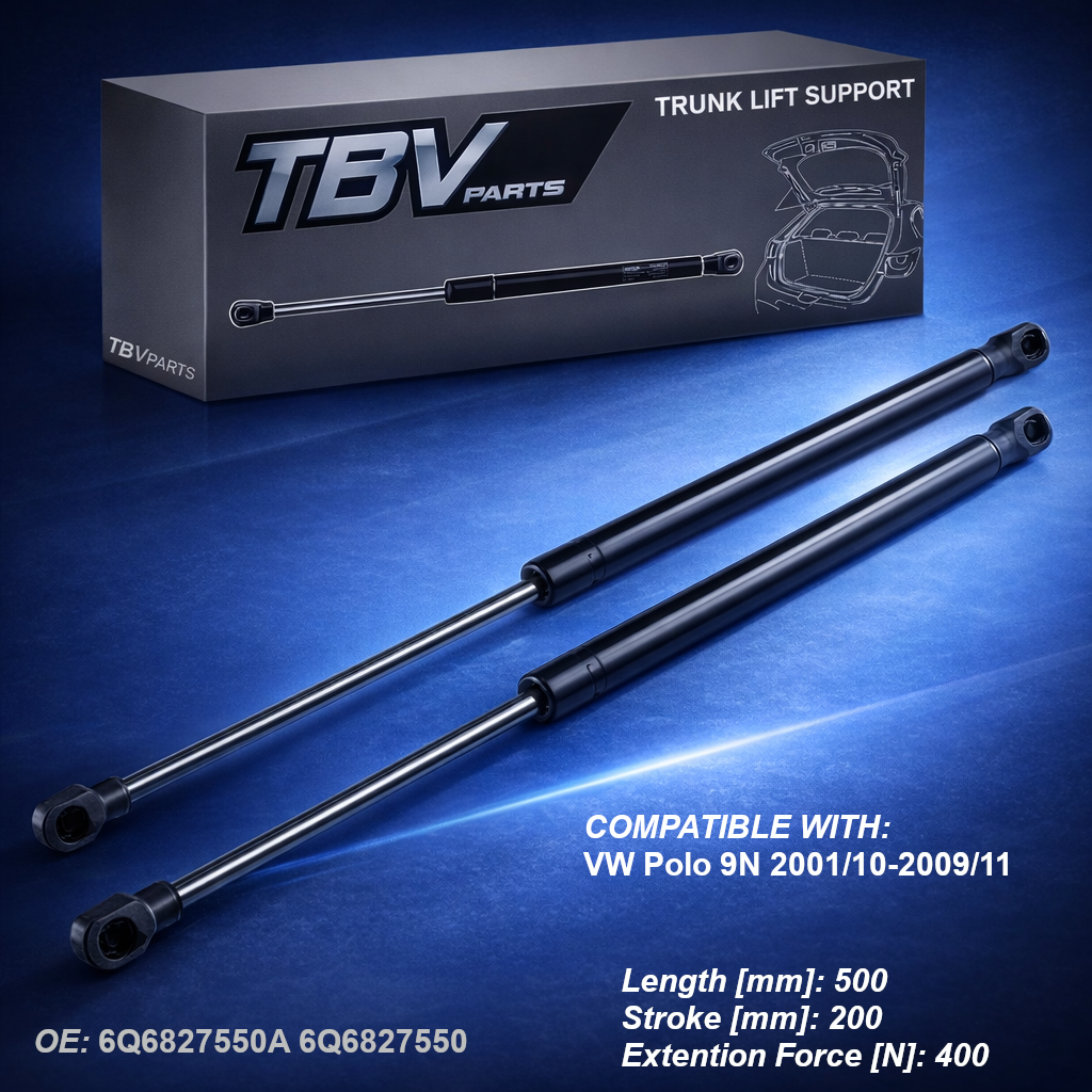 2X AMORTIGUADORES DE PRESIÓN DE GAS VW POLO IV HATCHBACK (9N) (2001-2012) PORTÓN TRASERO 6Q6827550, 6Q6827550A, 6Q6827550C