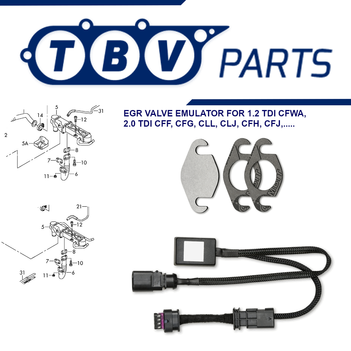 EGR VALVE CANCEL KIT VW AUDI SEAT SKODA 2.0 TDI 03L131512BH 03L131512AP 03L131527AX