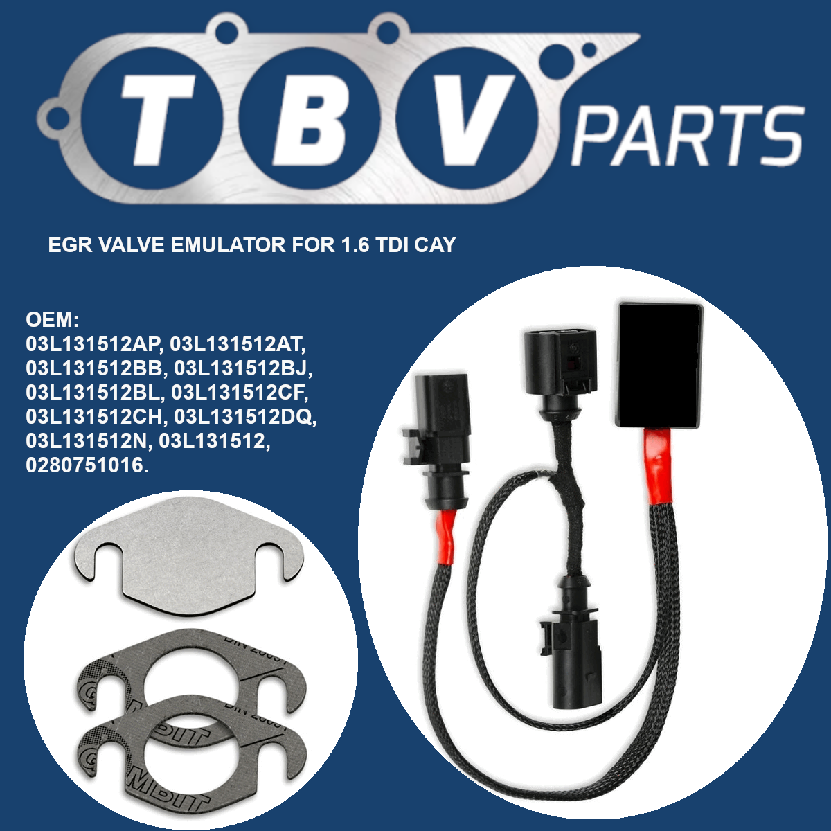 EGR VALVE CANCEL KIT VW AUDI SEAT SKODA 1.6 TDI CAY 03L131512DQ 03L131512BL 03L131512AP 03L131512BH