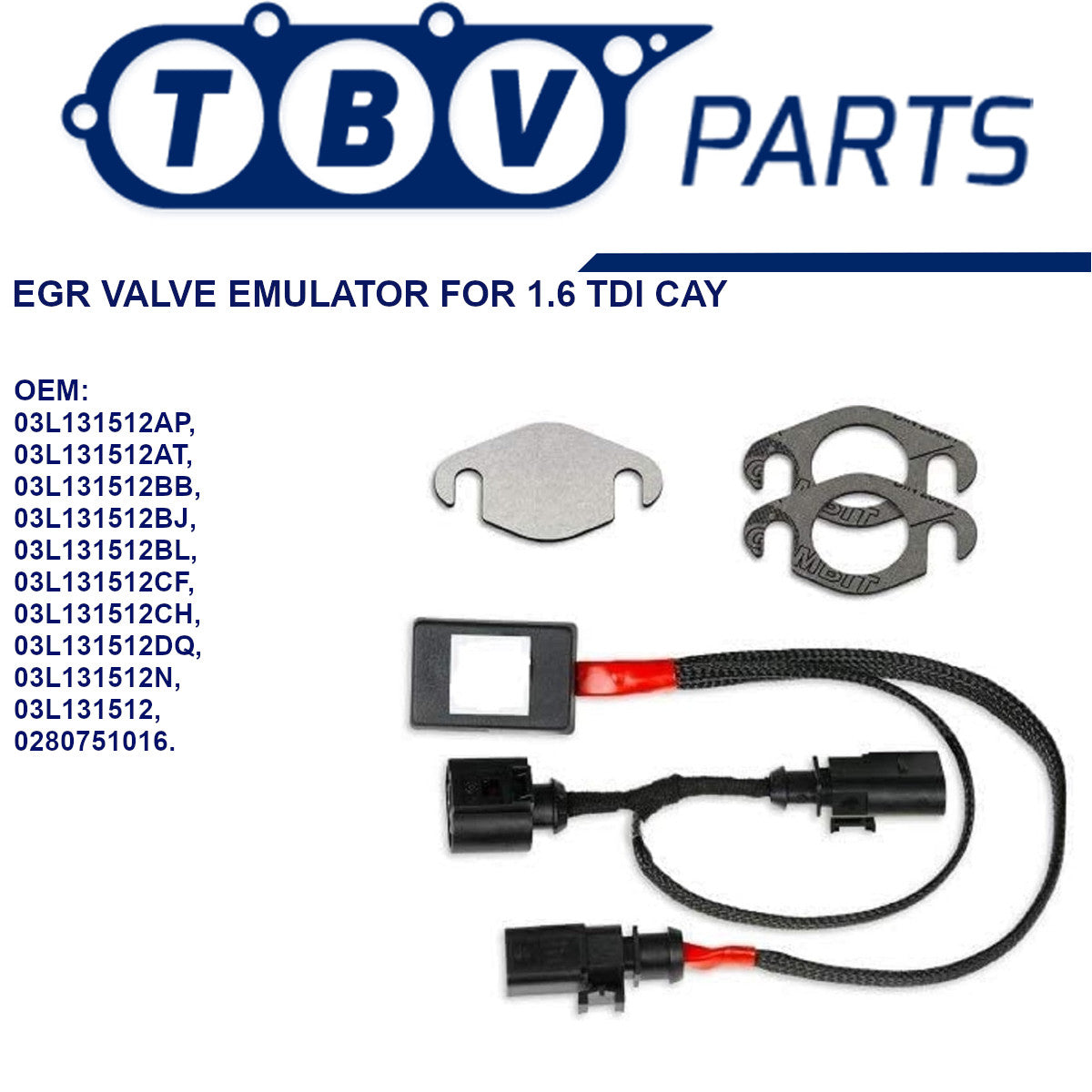 EGR VALVE CANCEL KIT VW AUDI SEAT SKODA 1.6 TDI CAY 03L131512DQ 03L131512BL 03L131512AP 03L131512BH