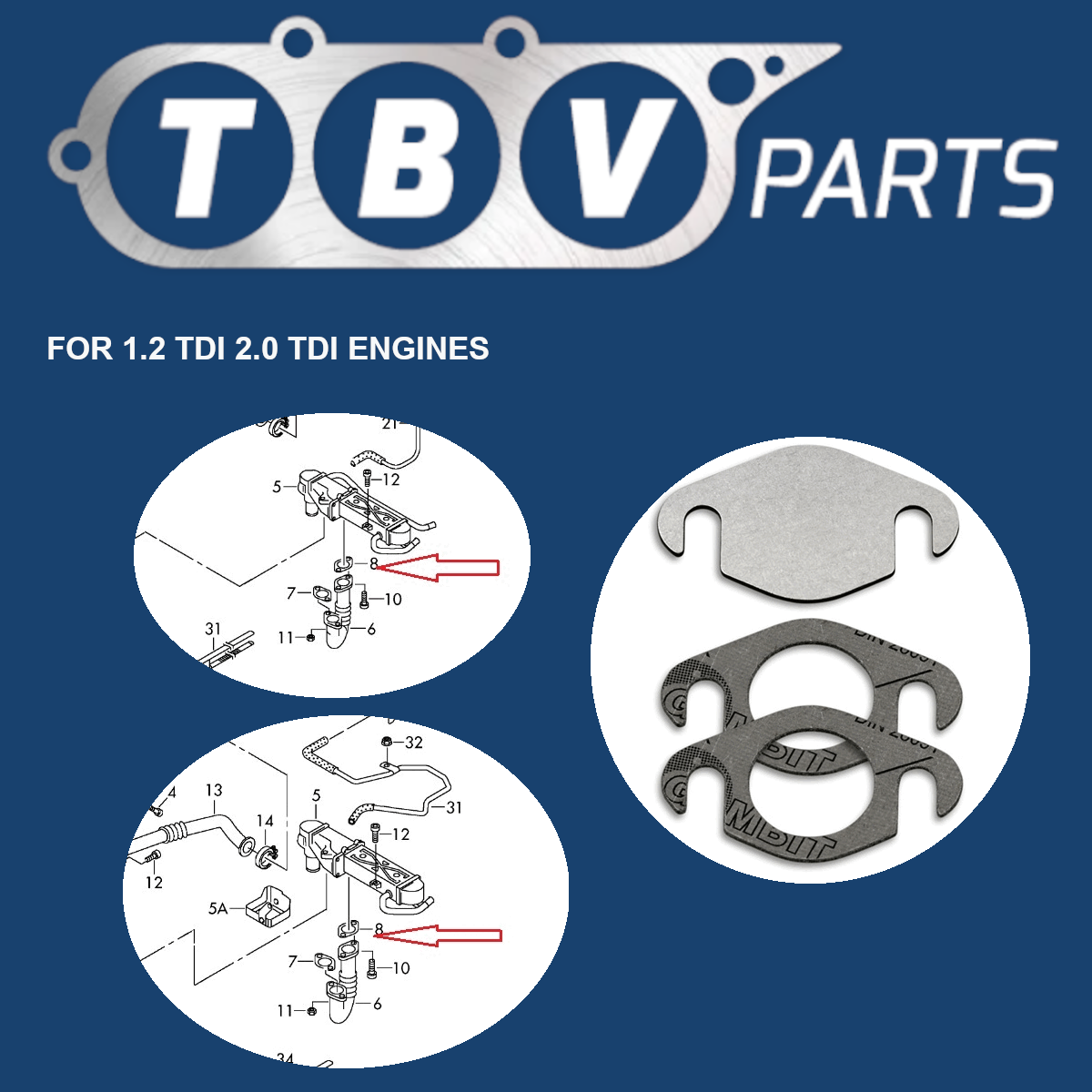 EGR VALVE CANCEL KIT VW AUDI SEAT SKODA 1.6 TDI CAY 03L131512DQ 03L131512BL 03L131512AP 03L131512BH