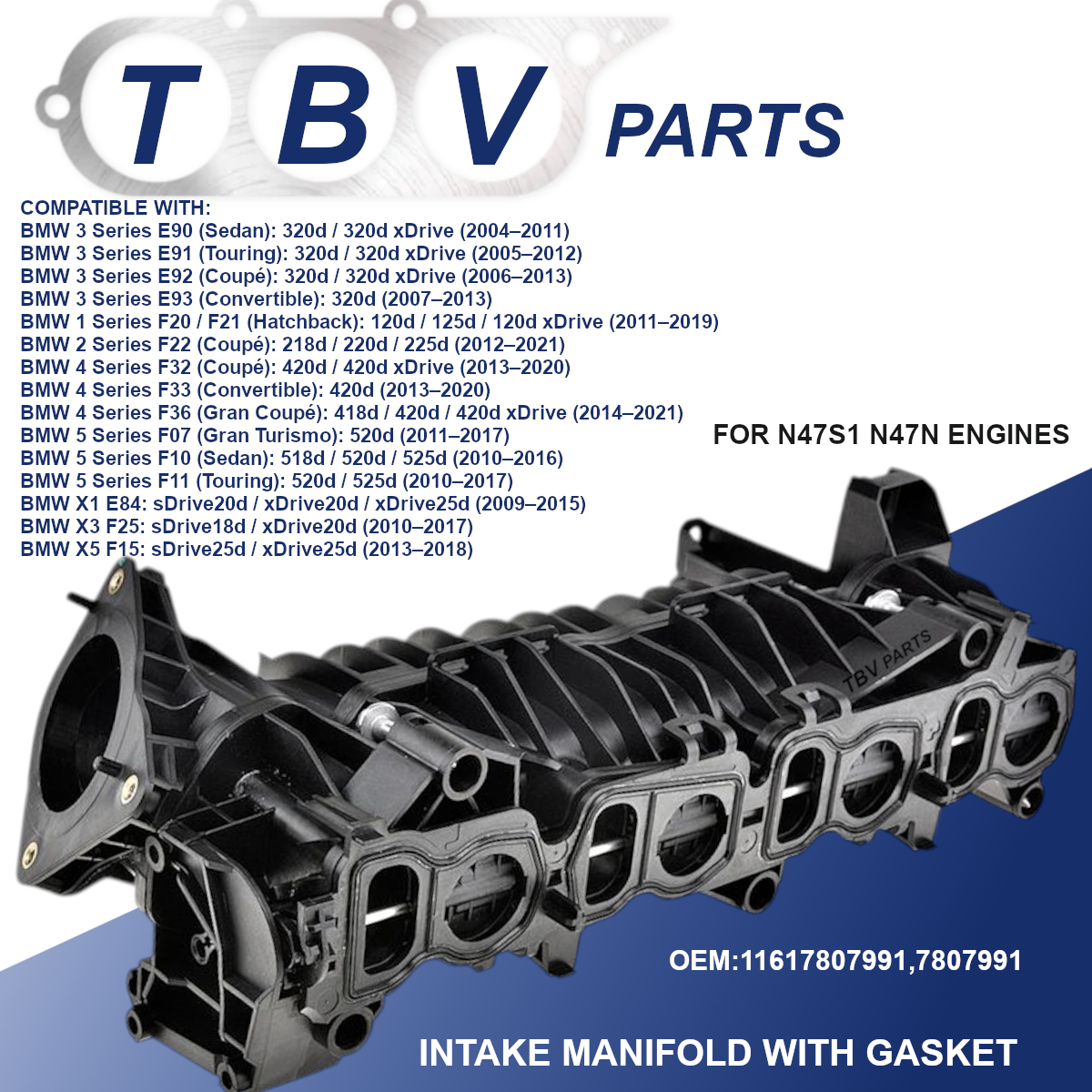 INTAKE MANIFOLD BMW N47N 2.0 D 11617807991 7807991