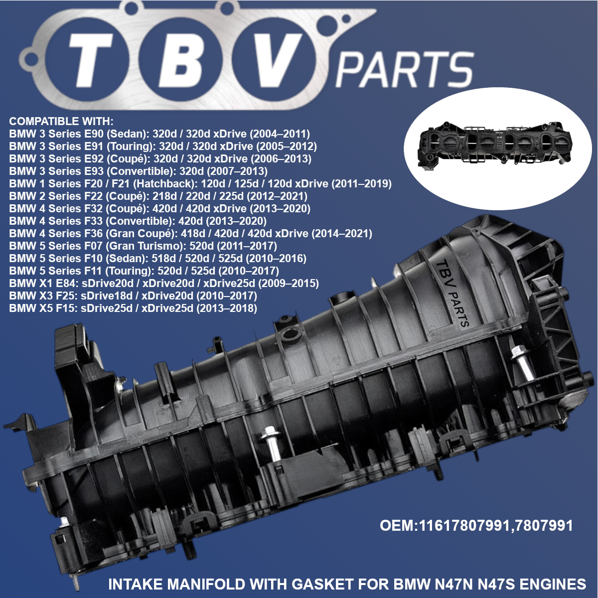 INTAKE MANIFOLD BMW N47N 2.0 D 11617807991 7807991