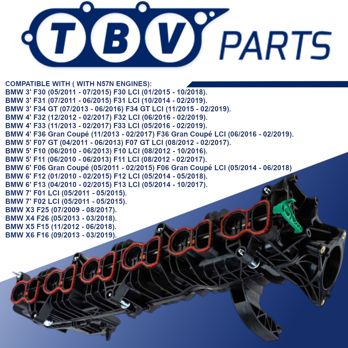 COLETOR DE ADMISSÃO BMW N57N N57Z 2.5 3.0 3.5 4.0 11617811909 781909 11618514731 8514731