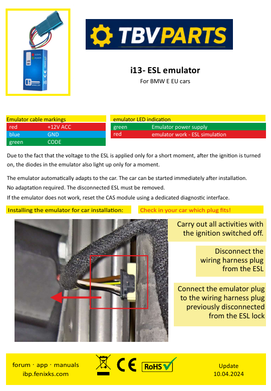 Emulador de Bloqueo de Dirección ESL Compatible con BMW Serie E Eliminador ELV Antibloqueo Volante Serie 1 3 5 6 X5 X6