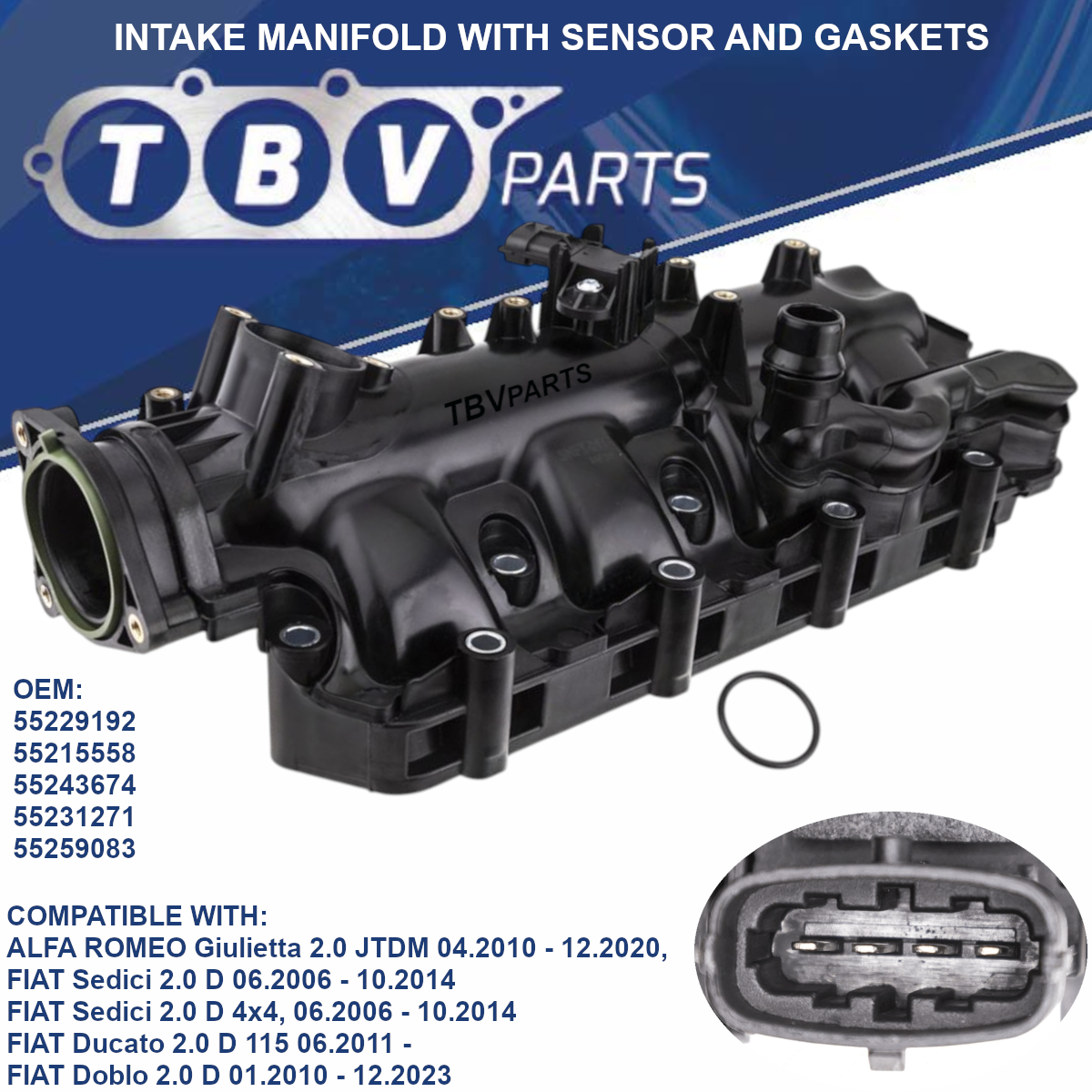 COLECTOR DE ADMISION FIAT ALFA ROMEO SUZUKI 2.0JTD 55215558 55229192 55231271 55243674 55259083 802009463707