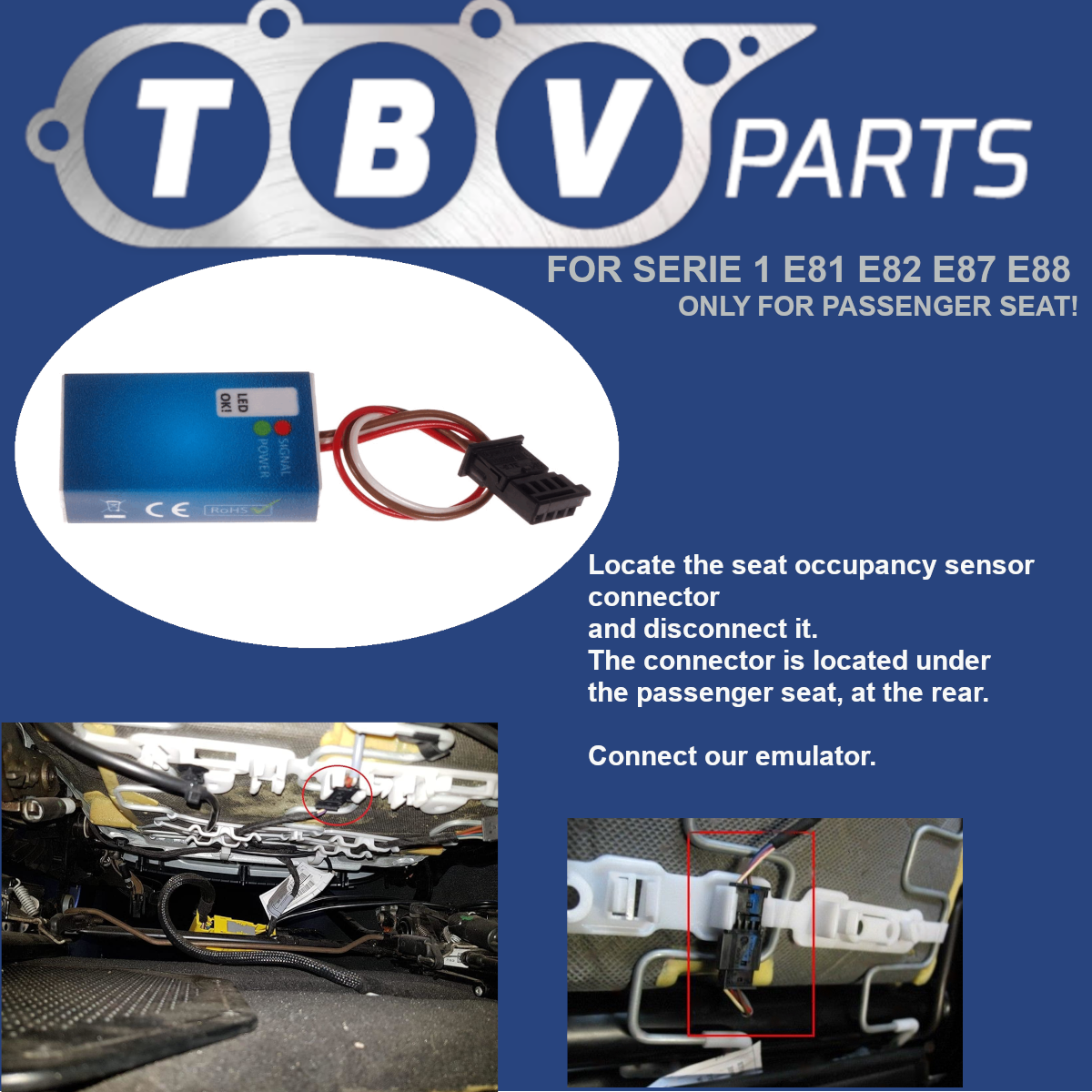 SEAT OCCUPANCY SENSOR EMULATOR SRS / AIRBAG MAT BMW 1 SERIES E81 E82 E87 E88