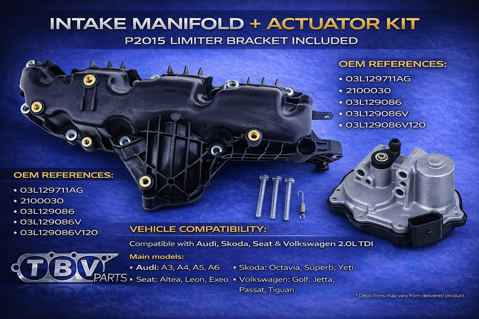 COLECTOR DE ADMISION CON ACTUADOR AUDI SKODA SEAT VW 2.0TDI 03L129711AG 2100030 03L129086