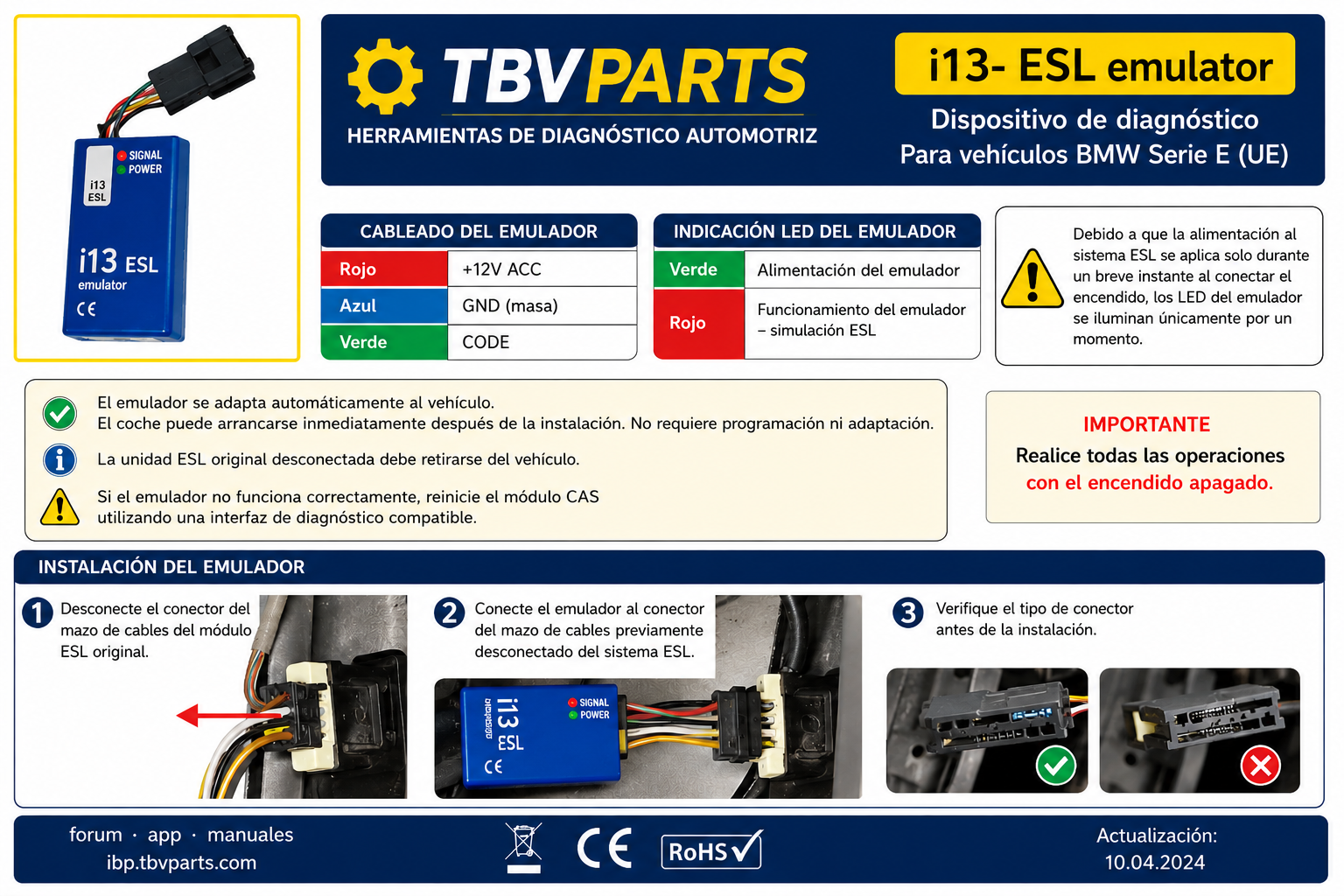 Emulador de Bloqueo de Dirección ESL Compatible con BMW Serie E Eliminador ELV Antibloqueo Volante Serie 1 3 5 6 X5 X6