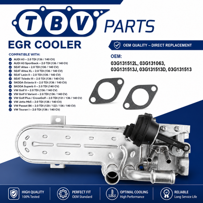 ENFRIADOR EGR AUDI SEAT SKODA VW 2.0 TDI 03G131512L, 03G131063, 03G131513J, 03G131513D, 03G131513