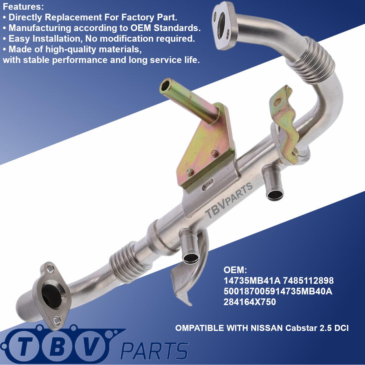 EGR COOLER NISSAN CABSTAR 2.5 DCI 14735MB41A 7485112898 5001870059 14735MB40A 284164X750