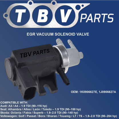 VÁLVULA SOLENÓIDE DE TURBINA EGR AUDI SEAT SKODA VW 1.9 / 2.0TDI 1K0906627E 1J0906627A