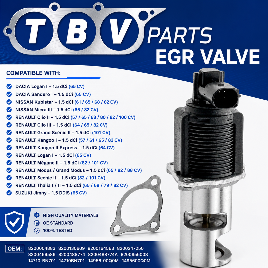 VALVULA EGR SUZUKI 1.5 DDiS 8200004883 8200130609 8200164563 8200247250 8200469586 8200488774 8200656008