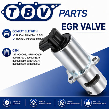 VALVULA EGR RENAULT 1.9 dCi 8200157971 8200282879 8200293950 8200360201 8200467030 8200542998 14710-00Q0B