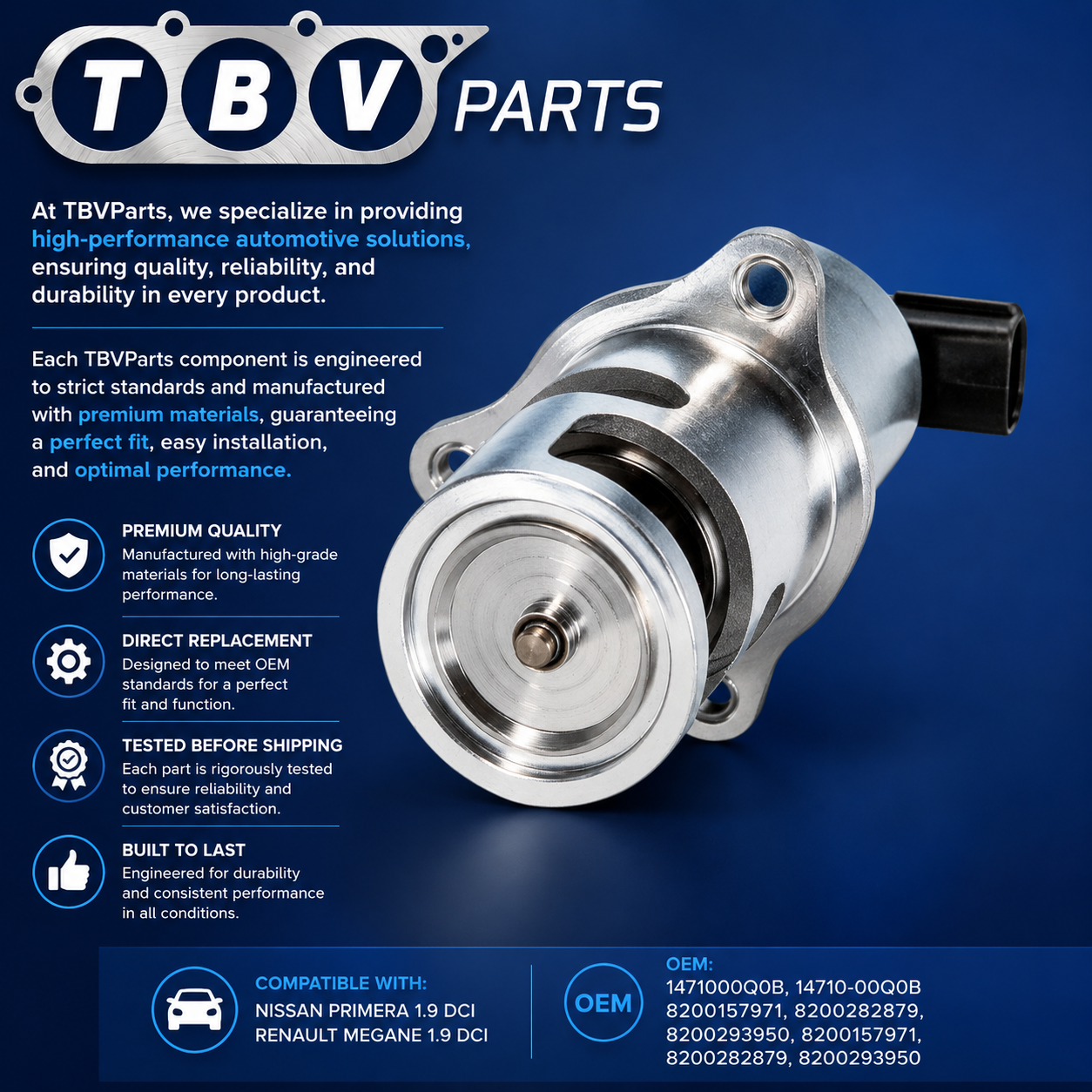 VALVULA EGR RENAULT 1.9 dCi 8200157971 8200282879 8200293950 8200360201 8200467030 8200542998 14710-00Q0B