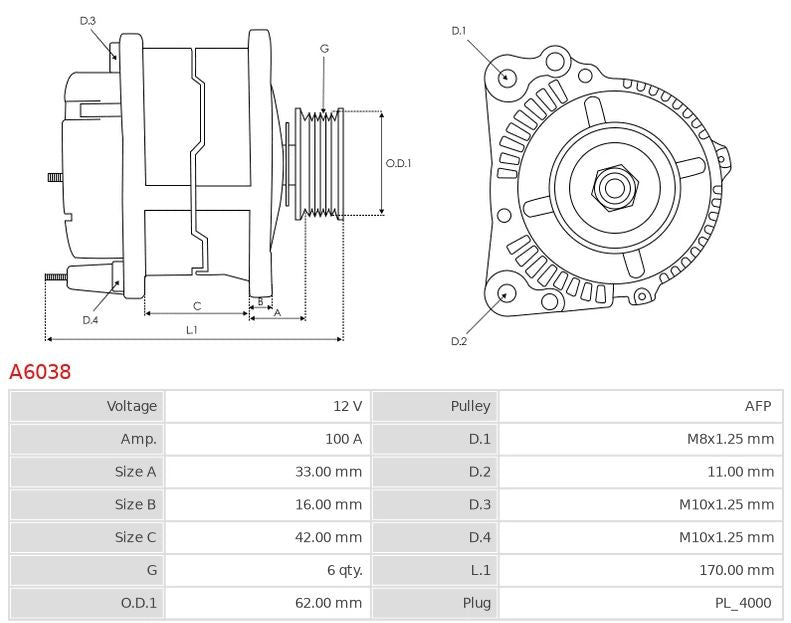 ALTERNADOR TOYOTA 1.4 D/D-4D 27060-0N020 27060-0N021 27060-0N030 27060-0N031 27060-33070 27060-33071 27060-33072