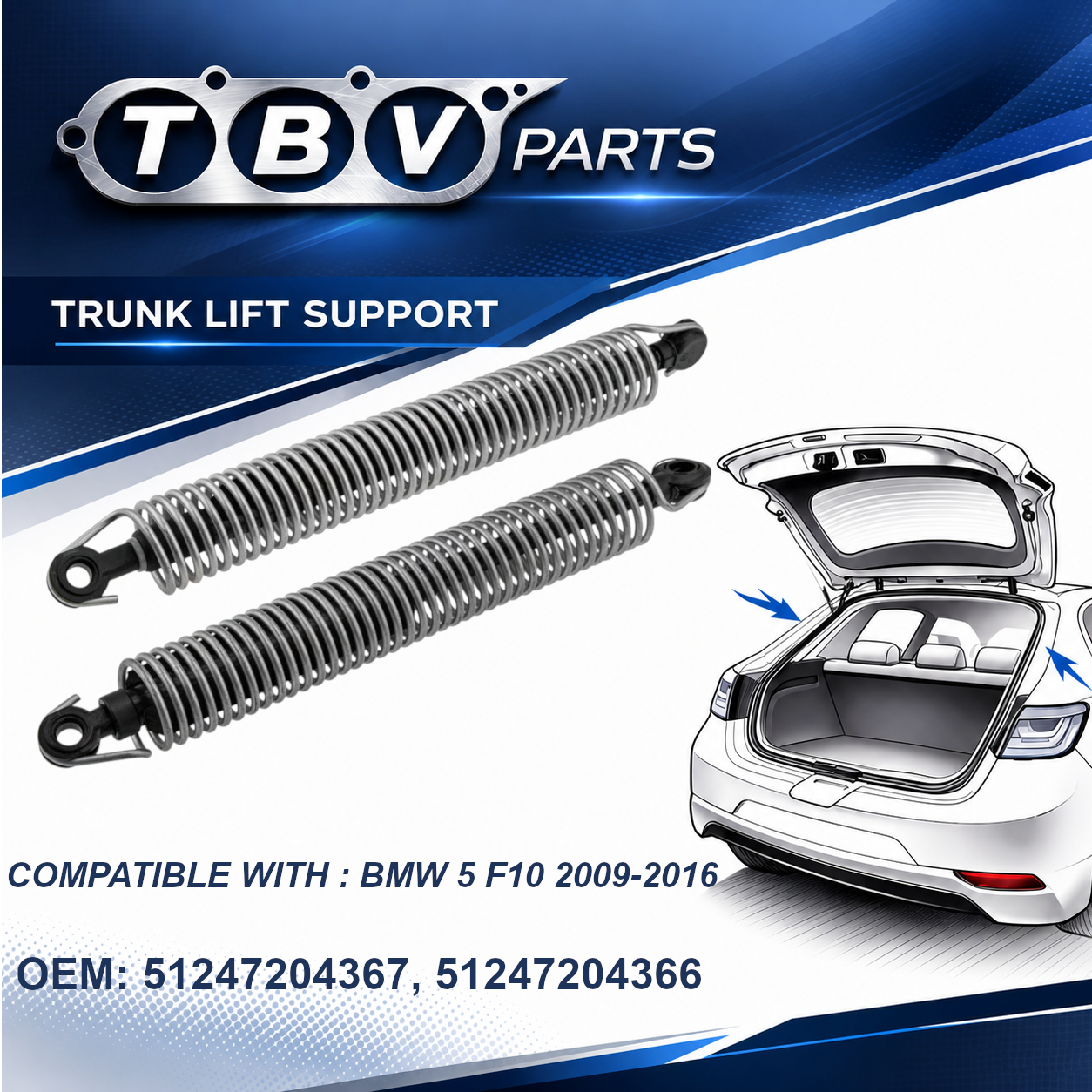2X AMORTIGUADORES DE PRESIÓN DE GAS BMW Serie 5 F10 2009-2017 7204367, 51247204367, 51247204366