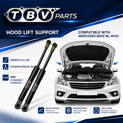 2X AMORTIGUADORES DE PRESIÓN DE GAS DE CAPO MERCEDES CLASE M W163 A1638800029 1638800029