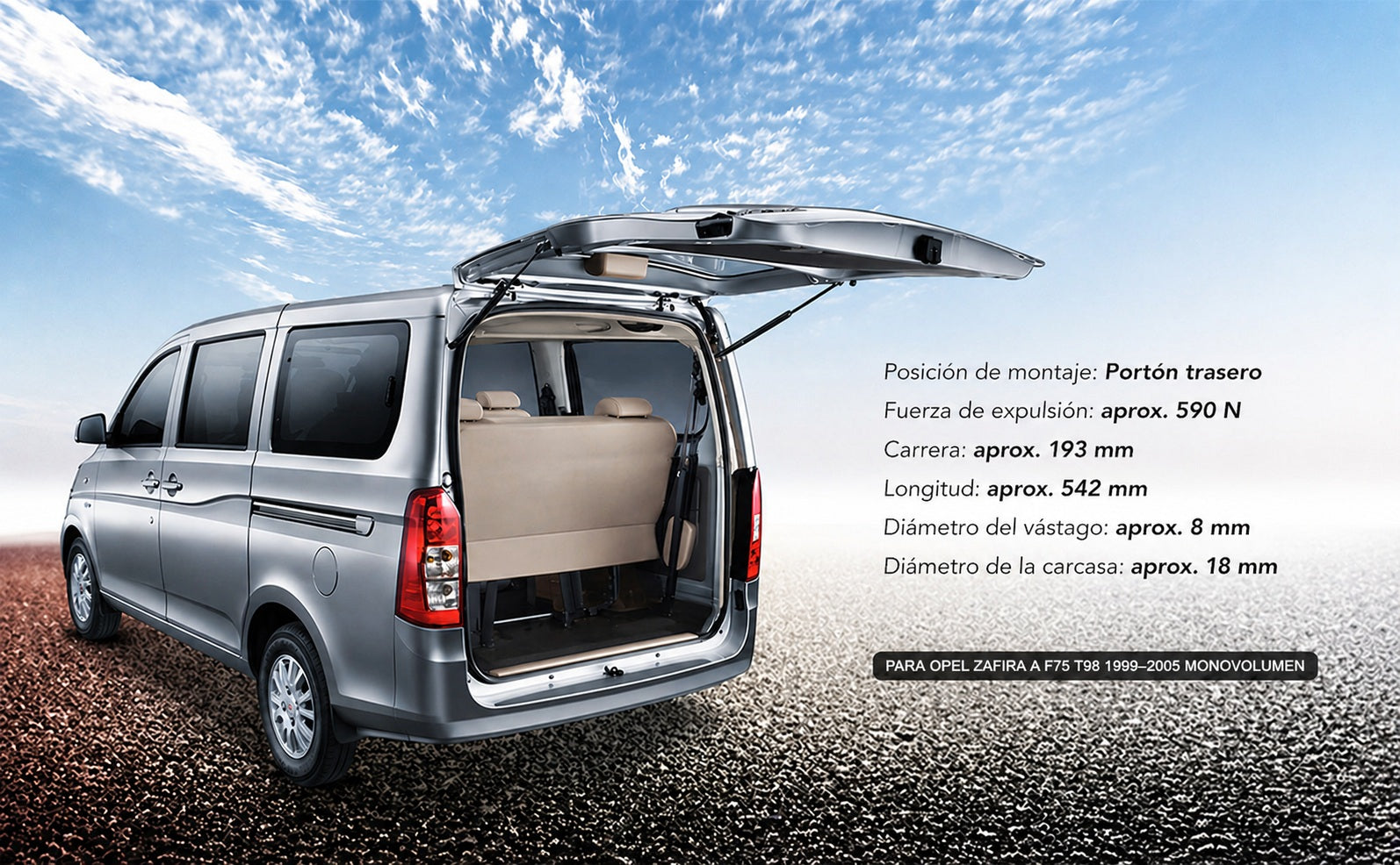 2X AMORTIGUADORES DE PRESIÓN DE GAS PEL ZAFIRA A 1999-2005 90579440 132742 V40-0592