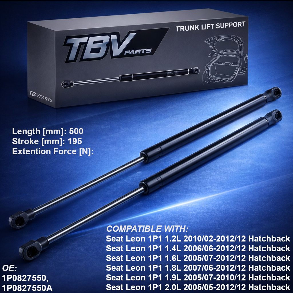 2X AMORTIGUADORES DE PRESIÓN DE GAS SEAT LEON II (1P1) 2005-2012 – PORTÓN TRASERO 1P0827550, 1P0827550A
