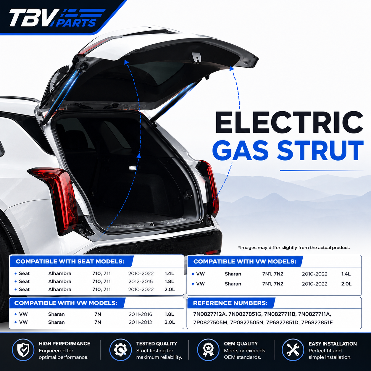 2X AMORTIGUADORES DE MALETERO ELÉCTRICO SEAT ALHAMBRA VW SHARAN 7N0827851DIIT, 7N0827851E, 7N0827851GIIT, 7N0827711A