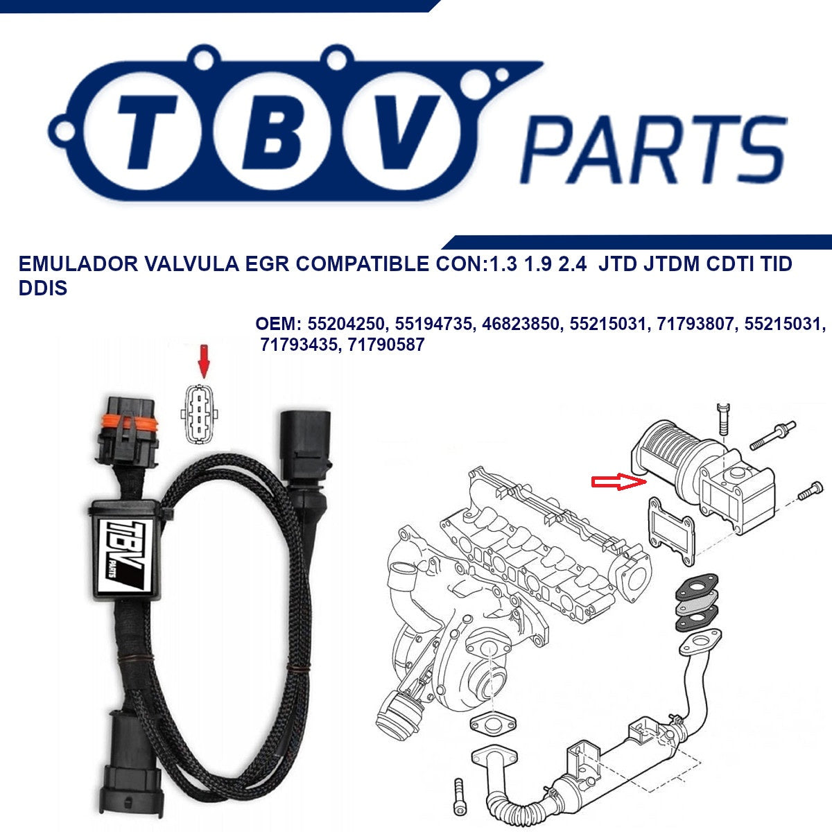 EGR VALVE OVERRIDE EMULATOR OPEL FIAT ALFA ROMEO LANCIA SAAB 1.3 1.9 2.4 JTD JTDM CDTI TID DDIS 55204250 55215029