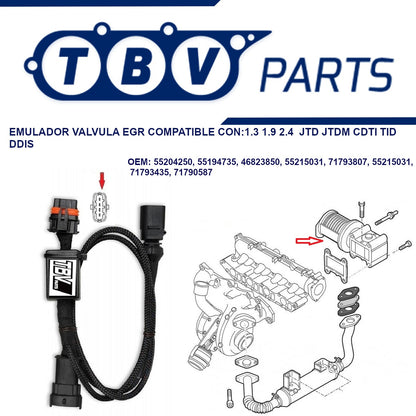EGR VALVE OVERRIDE EMULATOR OPEL FIAT ALFA ROMEO LANCIA SAAB 1.3 1.9 2.4 JTD JTDM CDTI TID DDIS 55204250 55215029