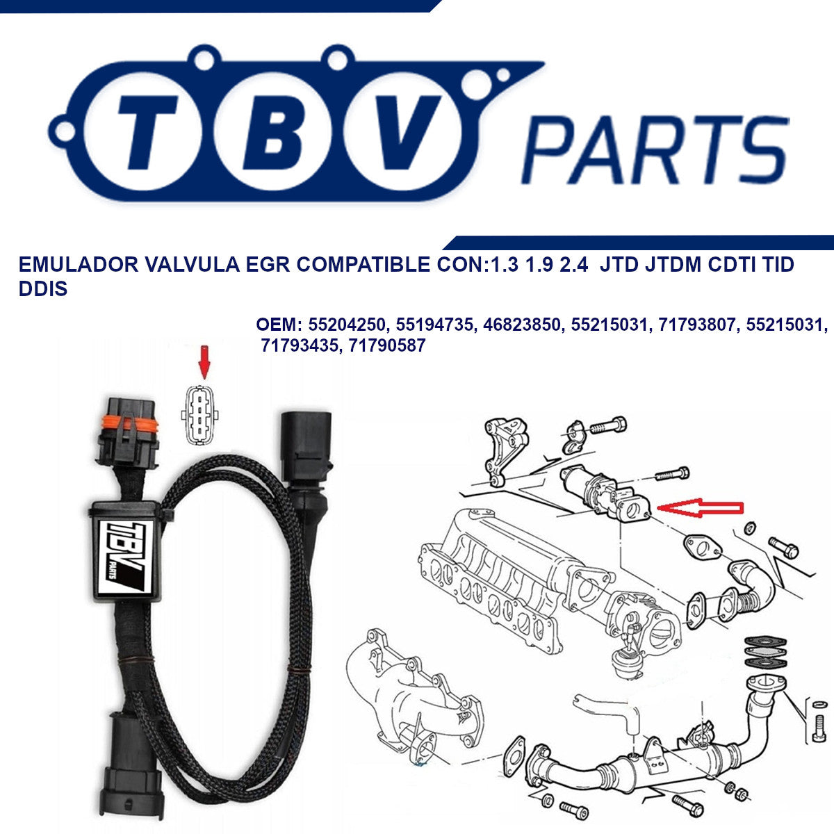 EGR VALVE OVERRIDE EMULATOR OPEL FIAT ALFA ROMEO LANCIA SAAB 1.3 1.9 2.4 JTD JTDM CDTI TID DDIS 55204250 55215029