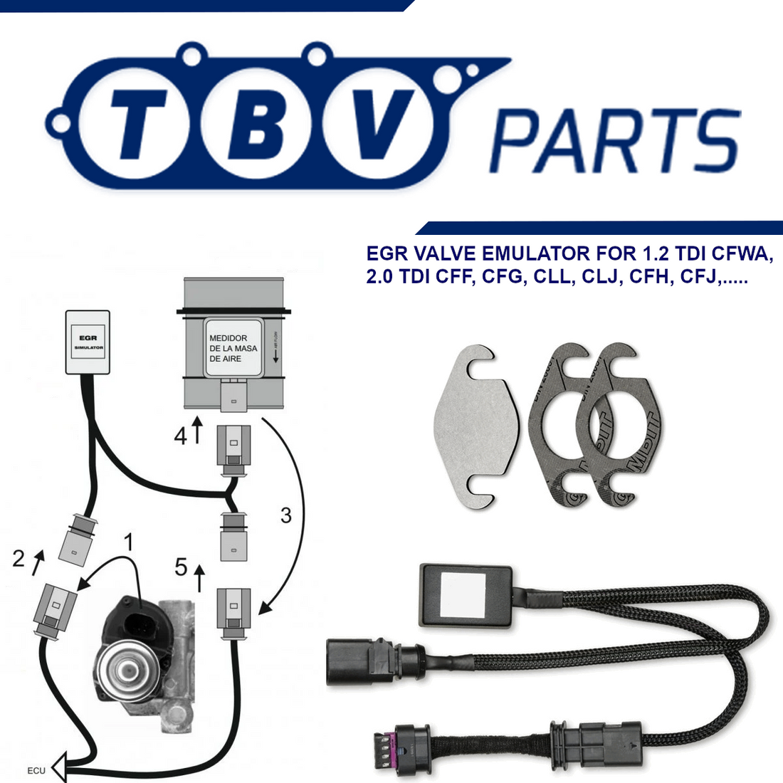 EGR VALVE CANCEL KIT VW ​​AUDI SEAT SKODA 2.0 TDI 03L131512BH 03L131512AP 03L131527AX