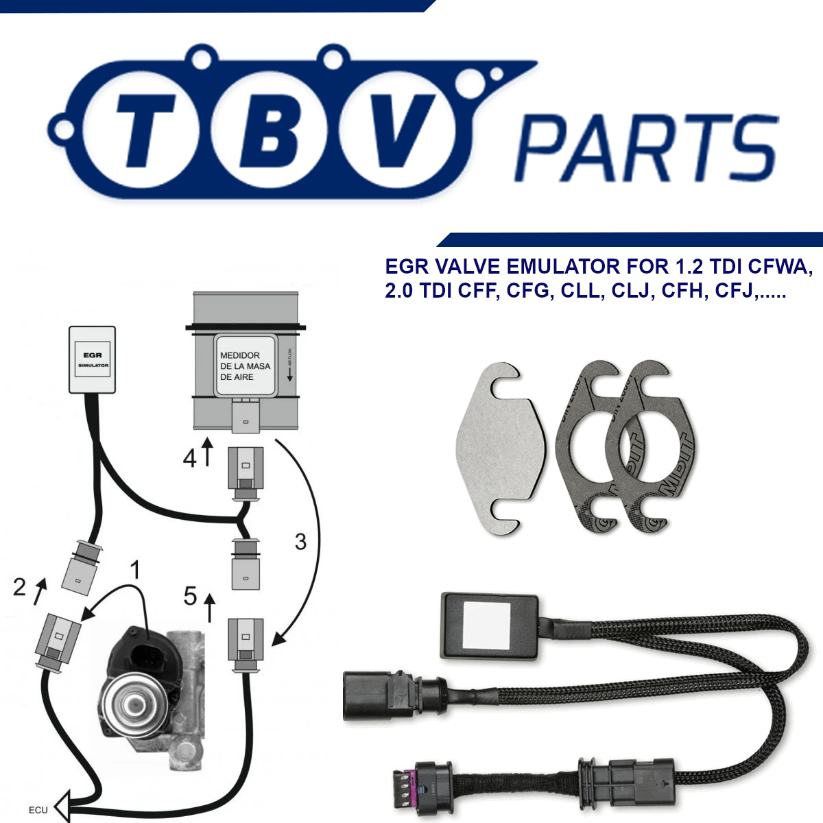 EGR VALVE CANCEL KIT VW ​​AUDI SEAT SKODA 2.0 TDI 03L131512BH 03L131512AP 03L131527AX