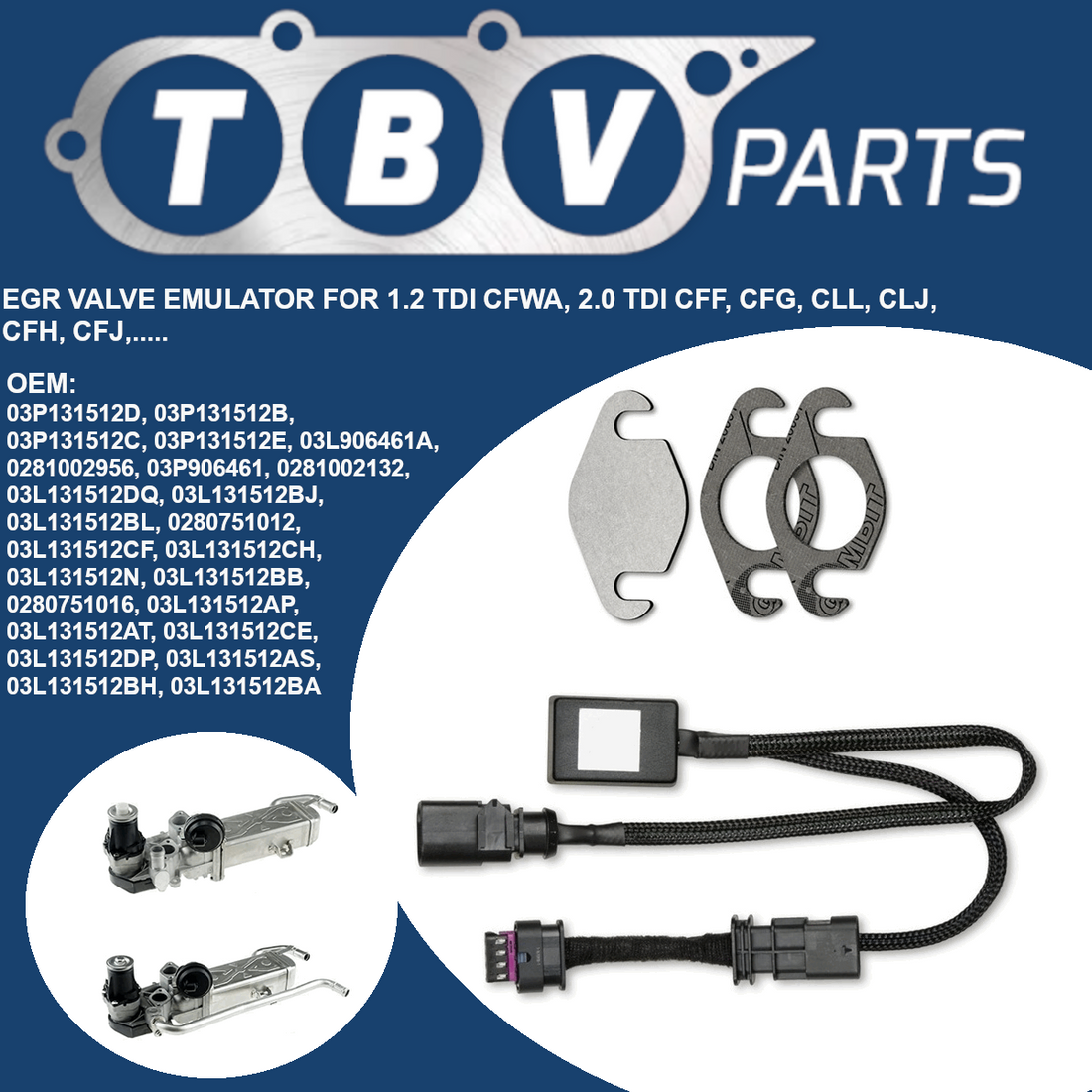 EGR VALVE CANCEL KIT VW ​​AUDI SEAT SKODA 2.0 TDI 03L131512BH 03L131512AP 03L131527AX