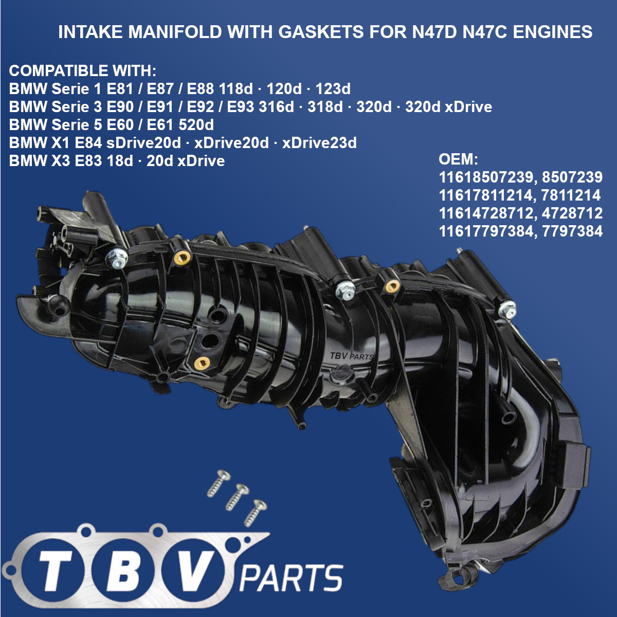 INTAKE MANIFOLD BMW 2.0D N47 ENGINE 11618507239 8507239 11617811214 11614728712 11617797384 7811214