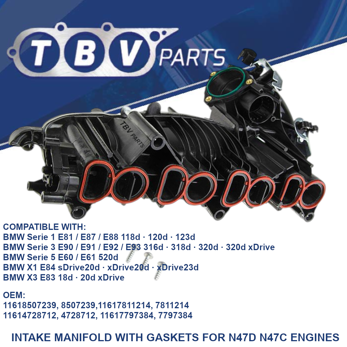 INTAKE MANIFOLD BMW 2.0D N47 ENGINE 11618507239 8507239 11617811214 11614728712 11617797384 7811214