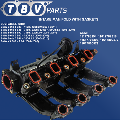 INTAKE MANIFOLD BMW M47 ENGINE 2.0D 3 E90/E91 320 D X3 E83 11617800579 11617795393 7795393 7800579