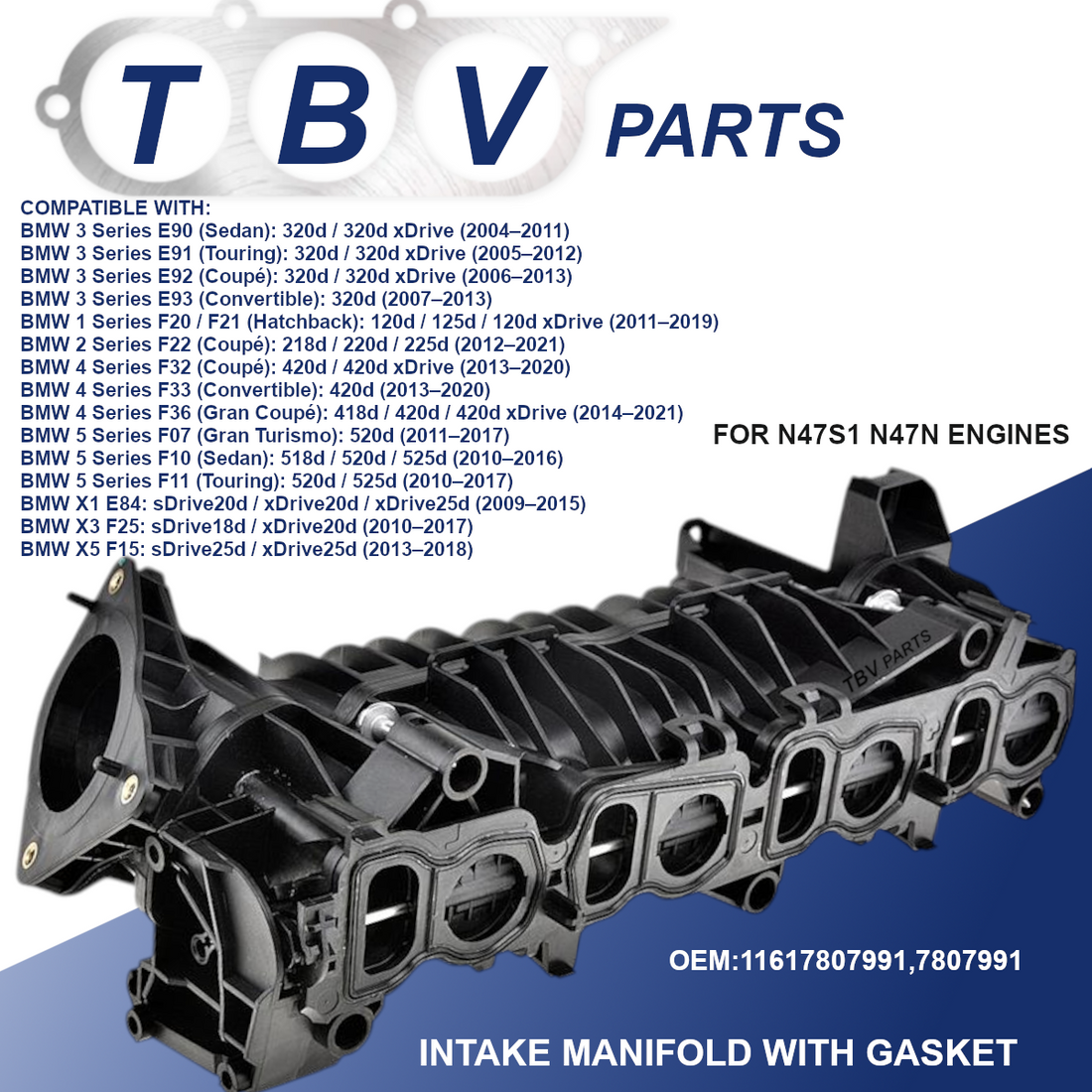 COLETOR DE ADMISSÃO BMW N47N 2.0 D 11617807991 7807991