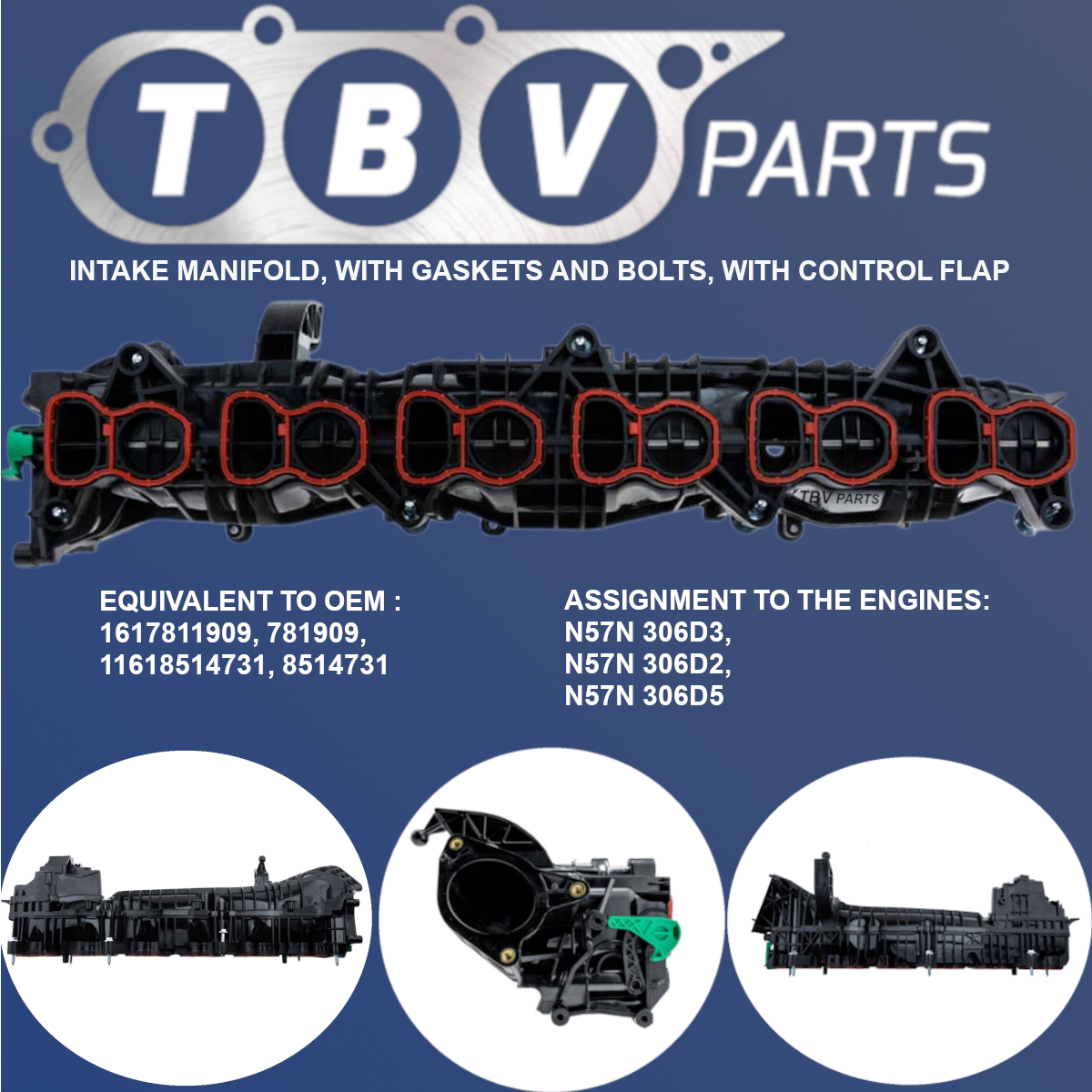 COLETOR DE ADMISSÃO BMW N57N N57Z 2.5 3.0 3.5 4.0 11617811909 781909 11618514731 8514731