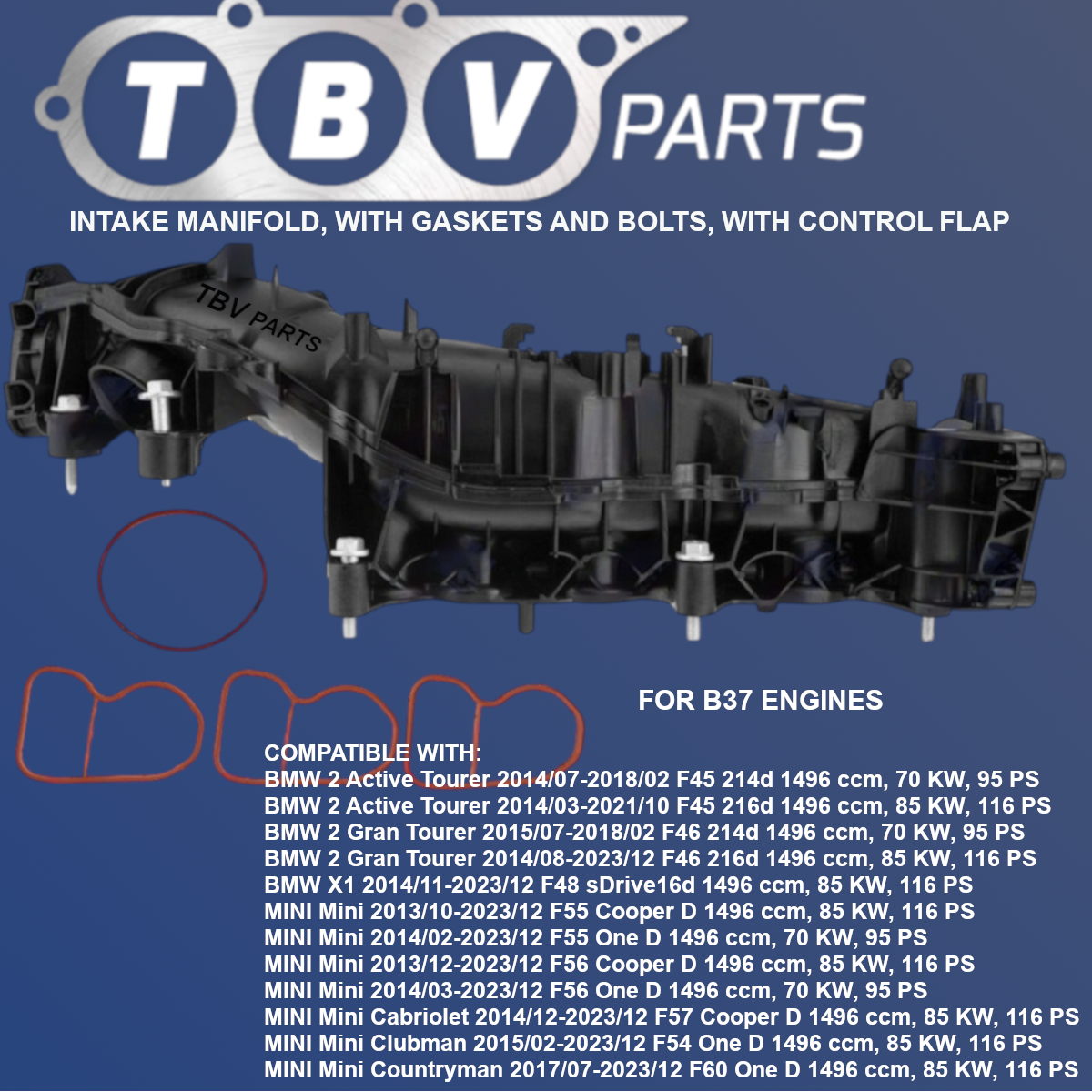 INTAKE MANIFOLD BMW MINI COOPER D F55 F56 B37 11618513855 8593972 11618593972 11618596905 8596905