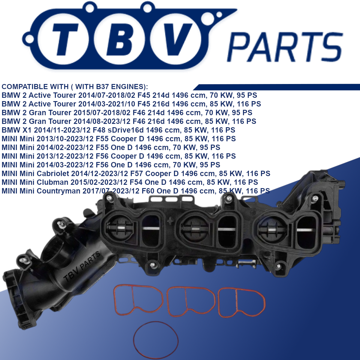 INTAKE MANIFOLD BMW MINI COOPER D F55 F56 B37 11618513855 8593972 11618593972 11618596905 8596905