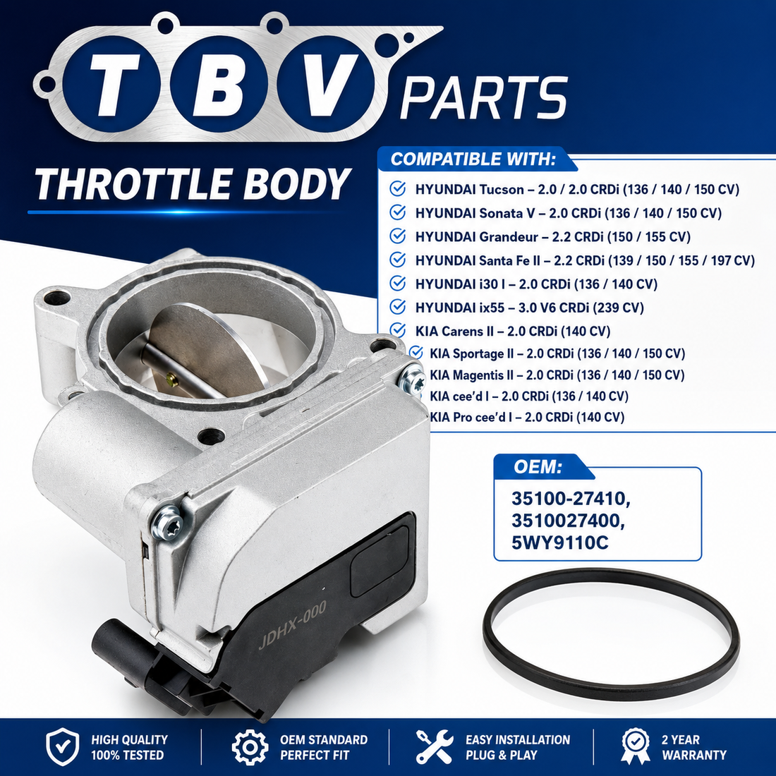 CUERPO DE MARIPOSA HYUNDAI , KIA 2.0CRDI 35100-27410 3510027400 5WY9110C A2C59515171 7519122