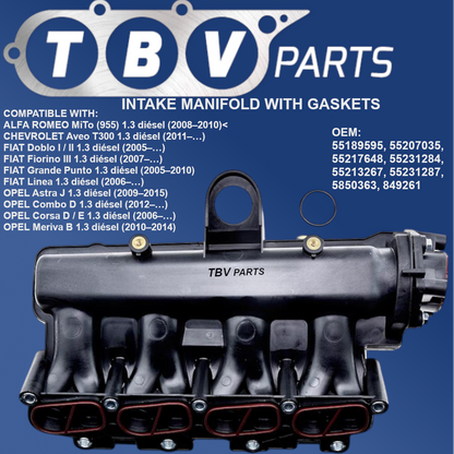 INTAKE MANIFOLD ALFA ROMEO OPEL FIAT CHEVROLET 1.3JTD 55189595 55213267 55207035 55217648 55231287 55217648
