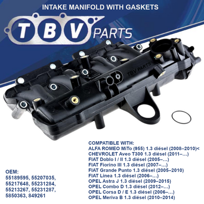 INTAKE MANIFOLD ALFA ROMEO OPEL FIAT CHEVROLET 1.3JTD 55189595 55213267 55207035 55217648 55231287 55217648