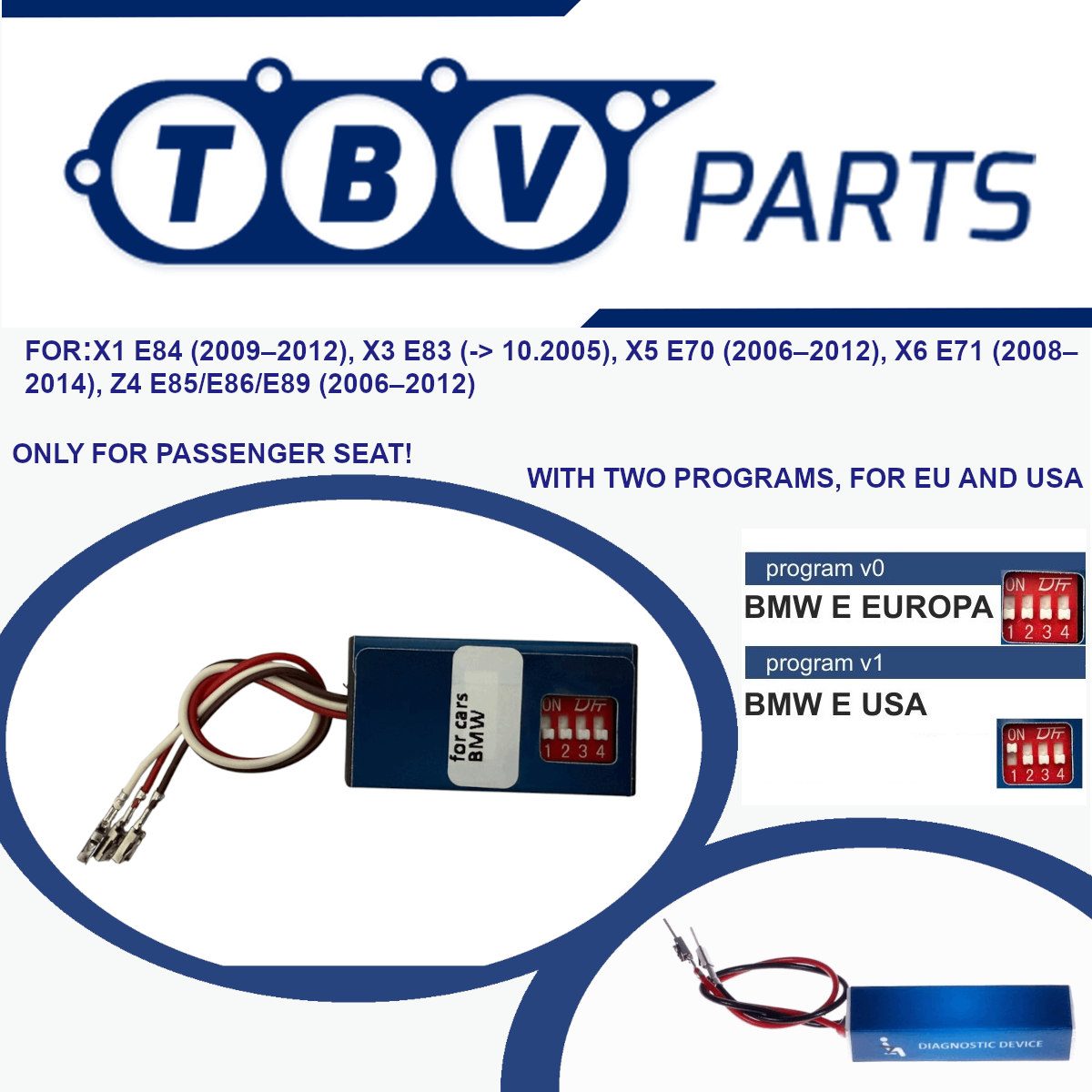 EMULADOR DEL SENSOR DE OCUPÀCION ASIENTO BMW E70 E71 E83 E84 E85 E86 E89