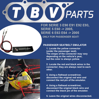 Herramienta auxiliar de diagnóstico – sensor de ocupación asiento pasajero Para E90, E91, E92, E93 Solución Fallo Luz Roja Esterilla para Serie 3, para Serie 5 E60, E61, 6 E63, E64