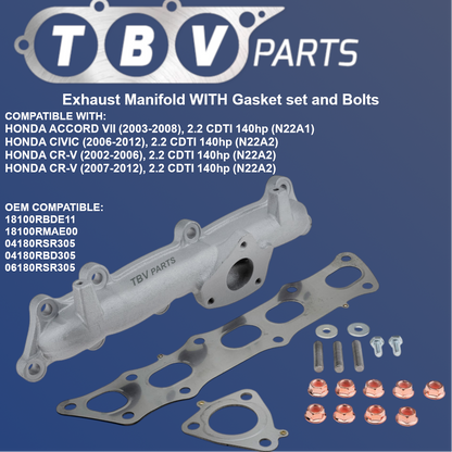 EXHAUST MANIFOLD HONDA ACCORD / CIVIC 2.2 CTDI 18100RBDE11 18100RMAE00 04180RSR305 04180RBD305 06180RSR305