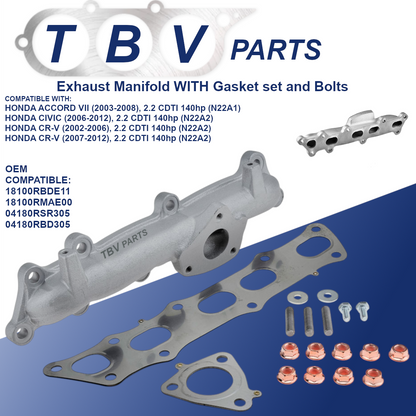 EXHAUST MANIFOLD HONDA ACCORD / CIVIC 2.2 CTDI 18100RBDE11 18100RMAE00 04180RSR305 04180RBD305 06180RSR305