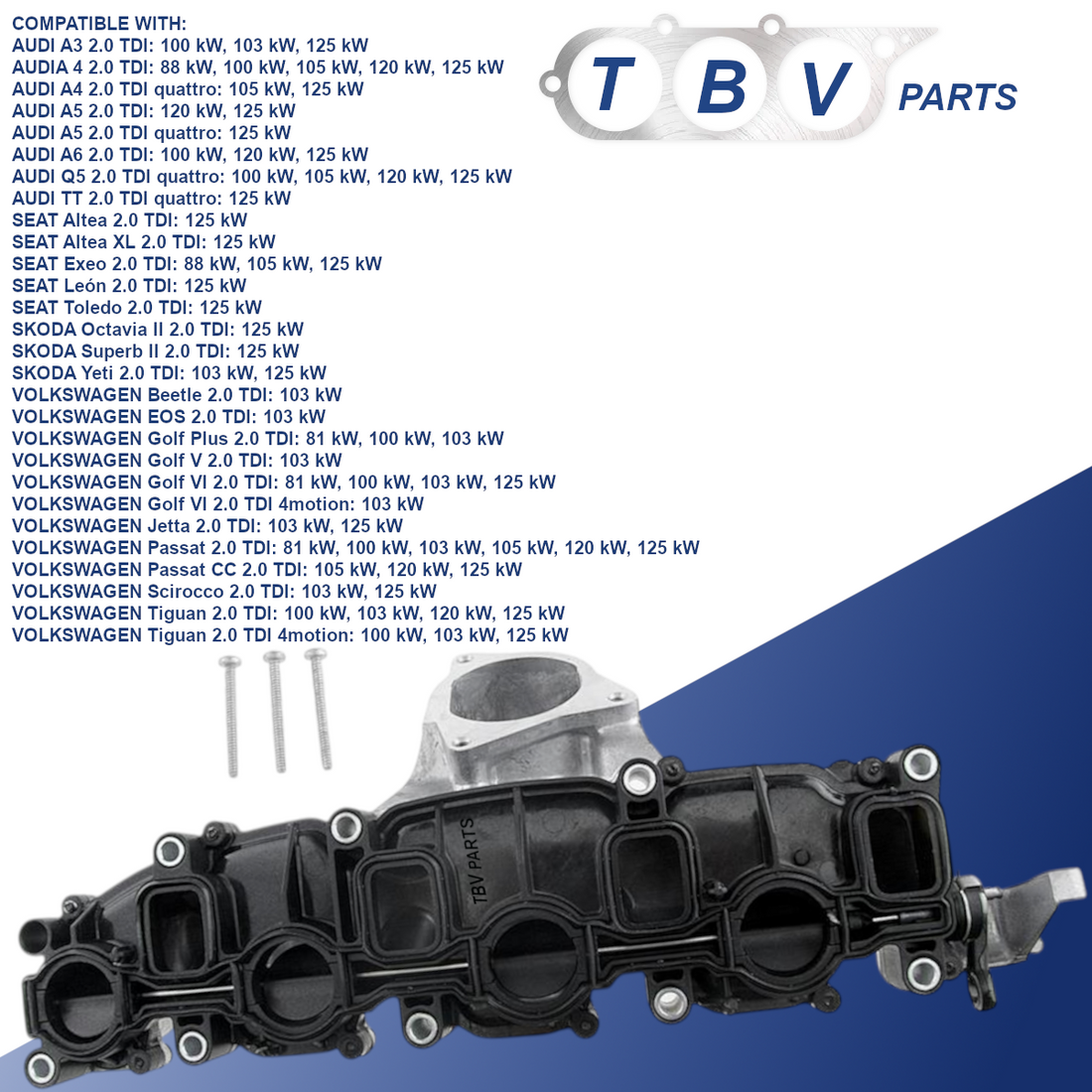 INTAKE MANIFOLD AUDI SKODA SEAT VW 2.0TDI 03L129711E 3L129711E