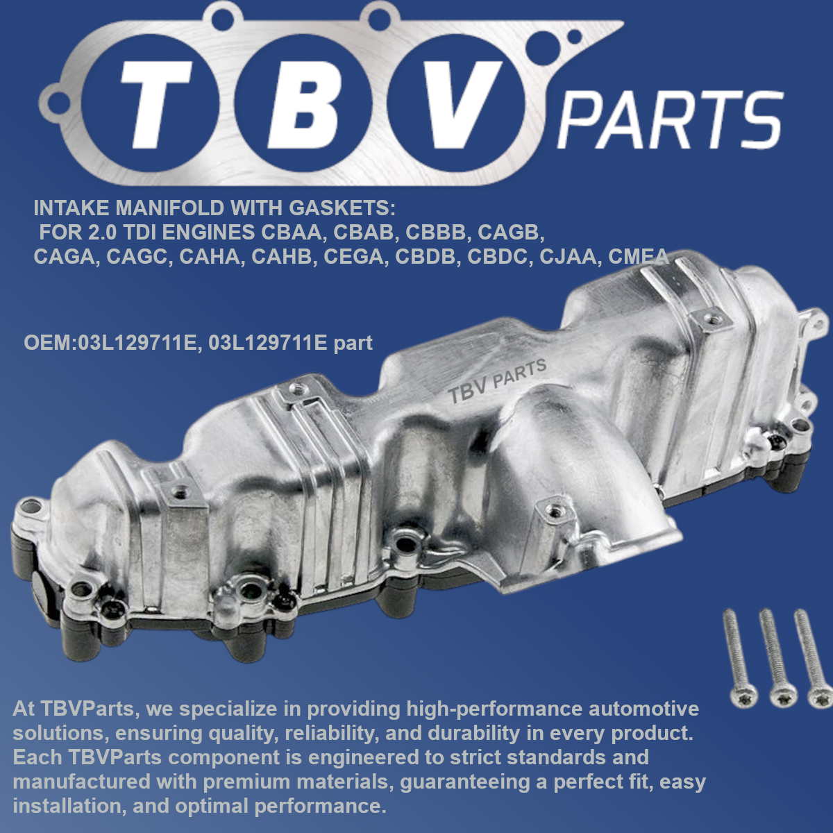 COLETOR DE ADMISSÃO AUDI SKODA SEAT VW 2.0TDI 03L129711E 3L129711E